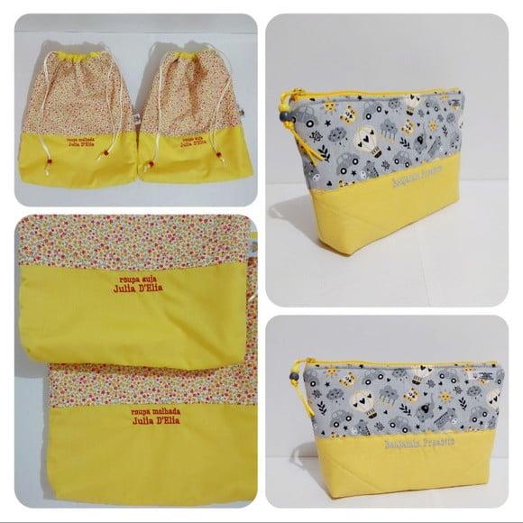 Kit 2 Saquinhos Roupa Suja/molhada e Necessaire