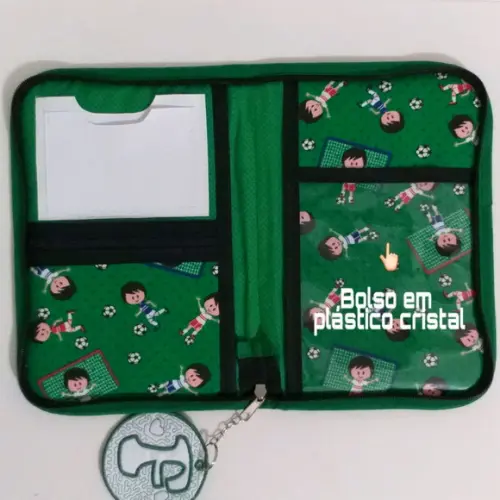 Capa para caderneta de vacina futebol com ziper