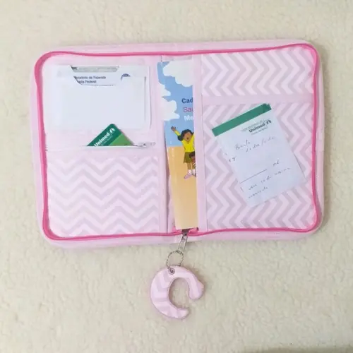 Capa para caderneta de vacina Safari menina com ziper