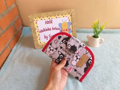 Carteira de Tecido  com Porta Cartão