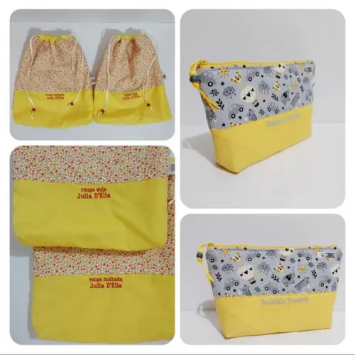 Kit 2 Saquinhos Roupa Suja/molhada e Necessaire