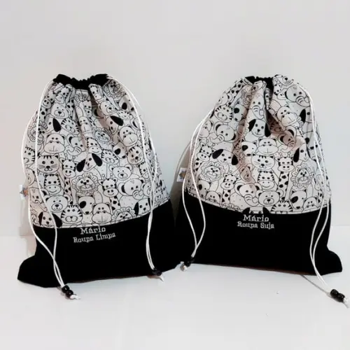 Saquinho Roupa Suja e Limpa Organizador Tecido Personalizado