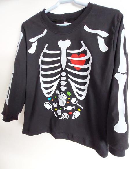 Camiseta Esqueleto Hallowen Manga Longa