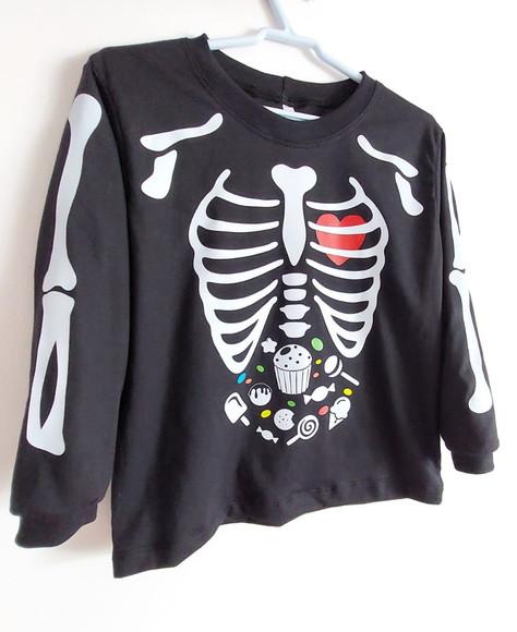 Camiseta Esqueleto Hallowen Manga Longa