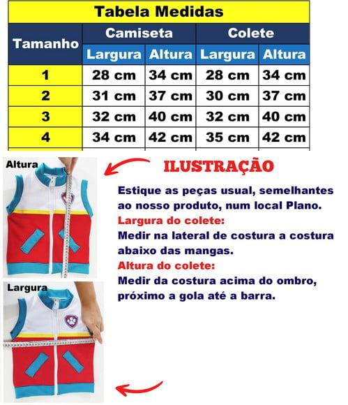 Colete e Camiseta Patrulheiro - Tabela 01 ao 04 Anos