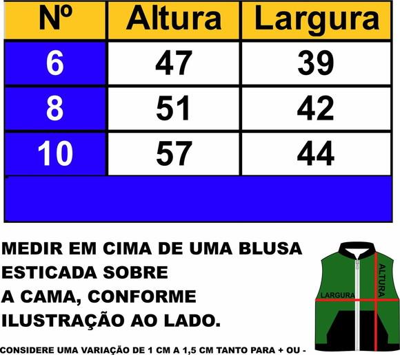 Colete Skye - sem Personalização - Tabela 06 a 10 Anos