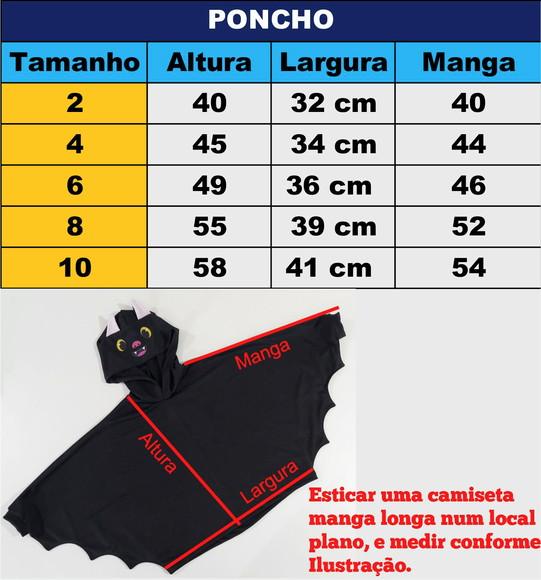 Fantasia Morcego Poncho Infantil