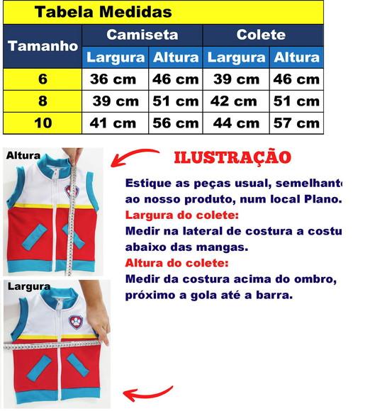 Fantasia Patrulheiro 2 Pçs do 06 ao 12 Anos(tabela Foto)