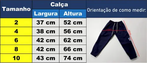 Calça Cargo - Tabela 02 ao 04 Anos