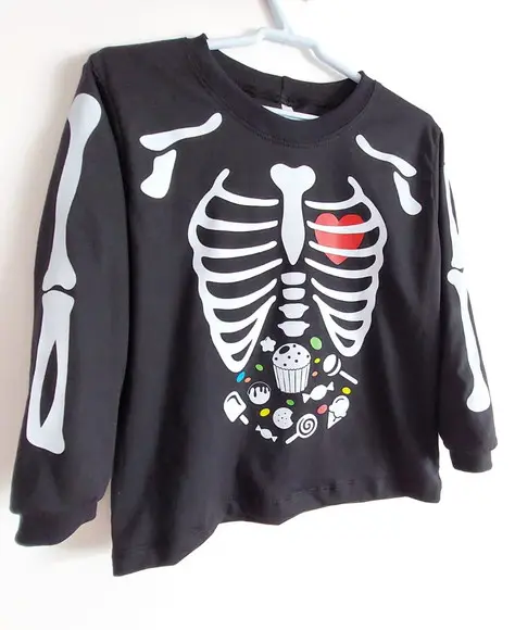 Camiseta Esqueleto Hallowen Manga Longa