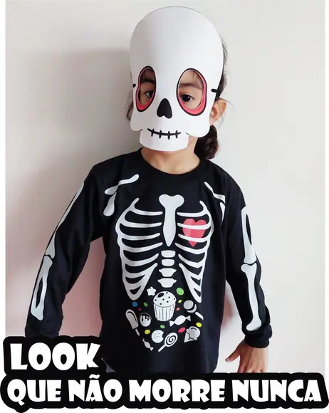 Camiseta Esqueleto Hallowen Manga Longa