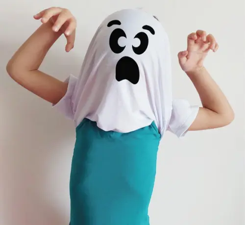 Camiseta Infantil Fantasma Fantasia Surpresa Halloween