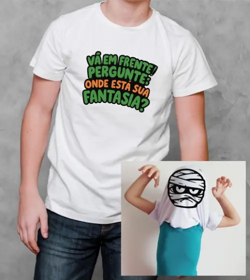 Camiseta Infantil Mumia Fantasia Surpresa Halloween