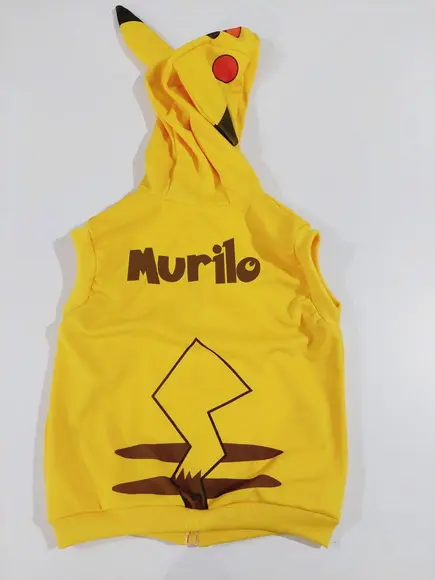 Colete Pikachu Tabela de Tamanho 08 e 10 Anos