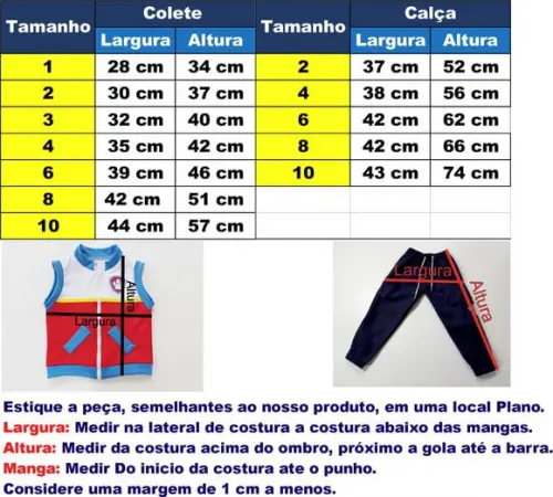 Conjunto Patrulheiro Tabela do 06 ao 10 Anos