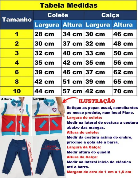 Conjunto Patrulheiro Personalizado Tabela 02 a 06 Anos