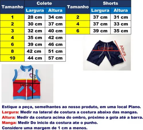 Conjunto Patrulheiro Tamanho do 08 e 10 Anos