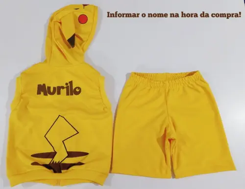 Conjunto Pikachu Personalizado com o Nome Tamanho 08 ao 10