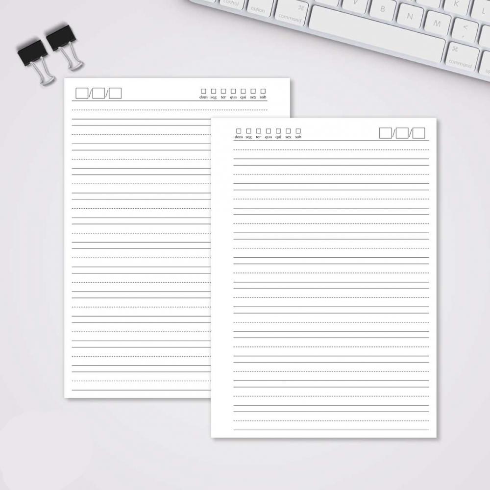 Miolo Caderno A5 Caligrafia 1 | 100 Folhas - Branco