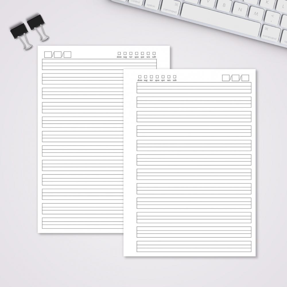 Miolo Caderno A5 Caligrafia 2 | 100 Folhas - Branco