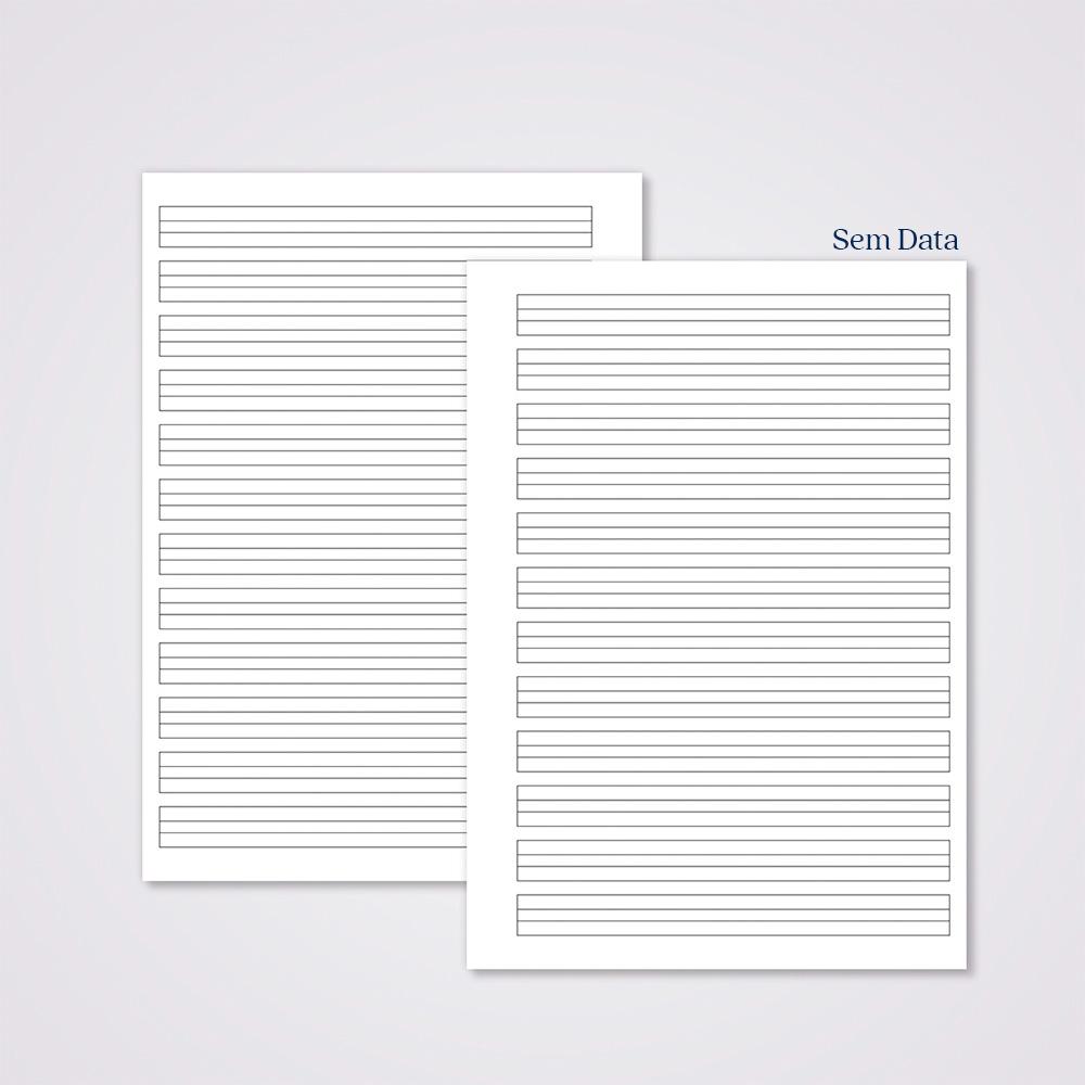 Miolo Caderno A5 Caligrafia 2 | 100 Folhas - Branco