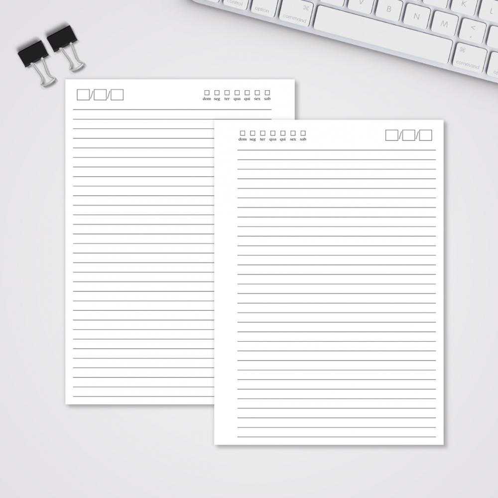 Miolo Caderno A5 Pautado | 100 Folhas - Branco
