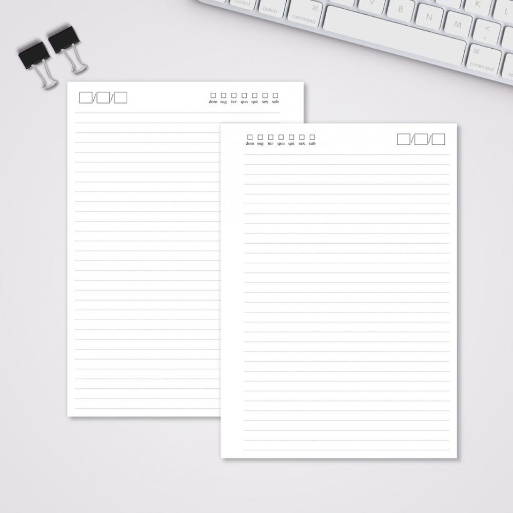 Miolo Caderno A5 Pautado Pontilhado | 100 Folhas - Branco