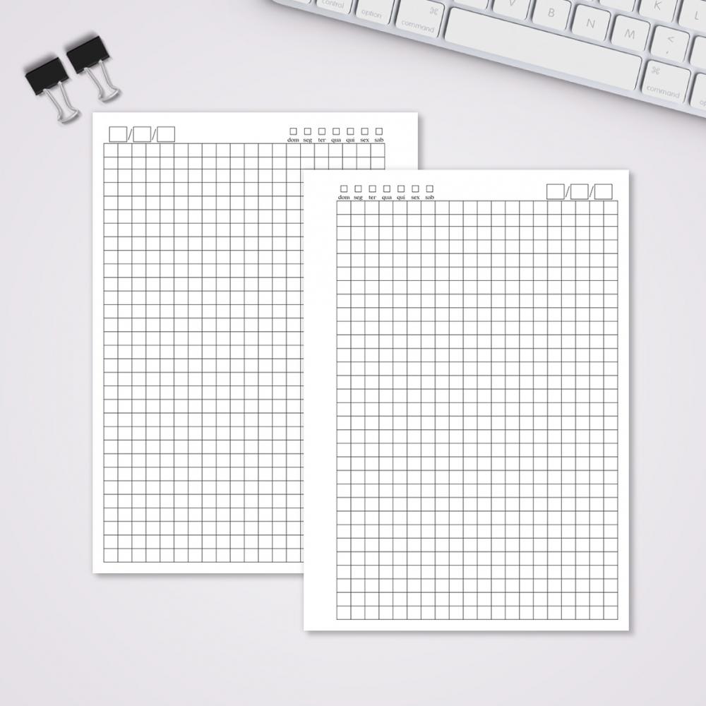 Miolo Caderno A5 Quadriculado | 100 Folhas - Branco