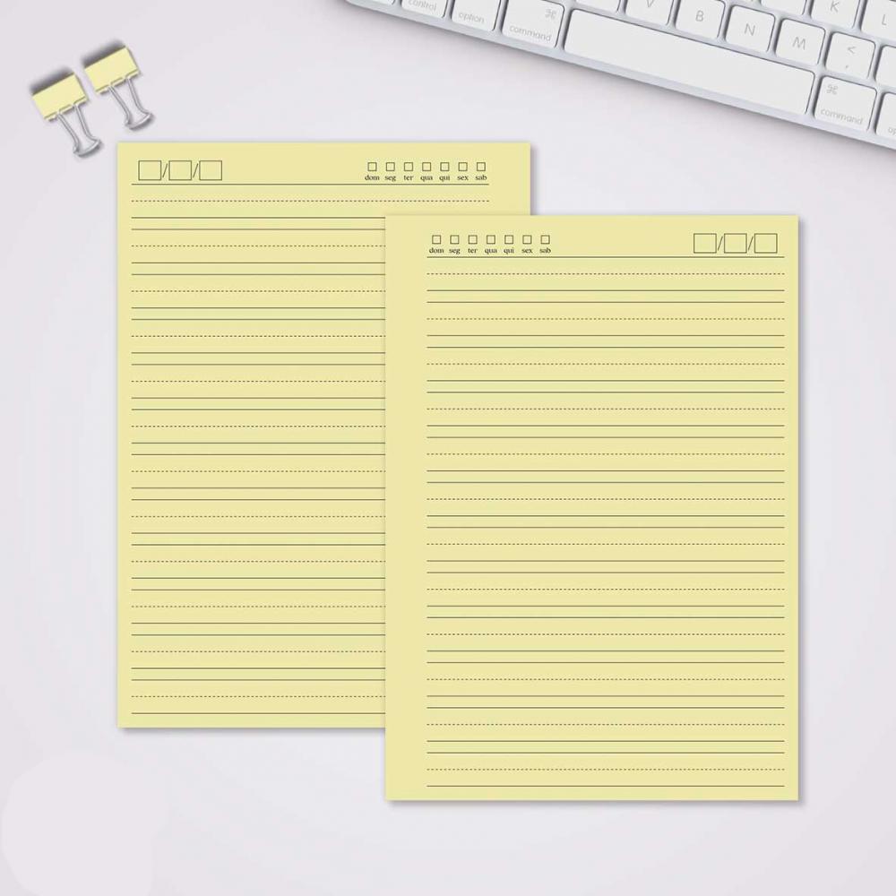 Miolo Caderno A5 Caligrafia 1 | 100 Folhas - Amarelo
