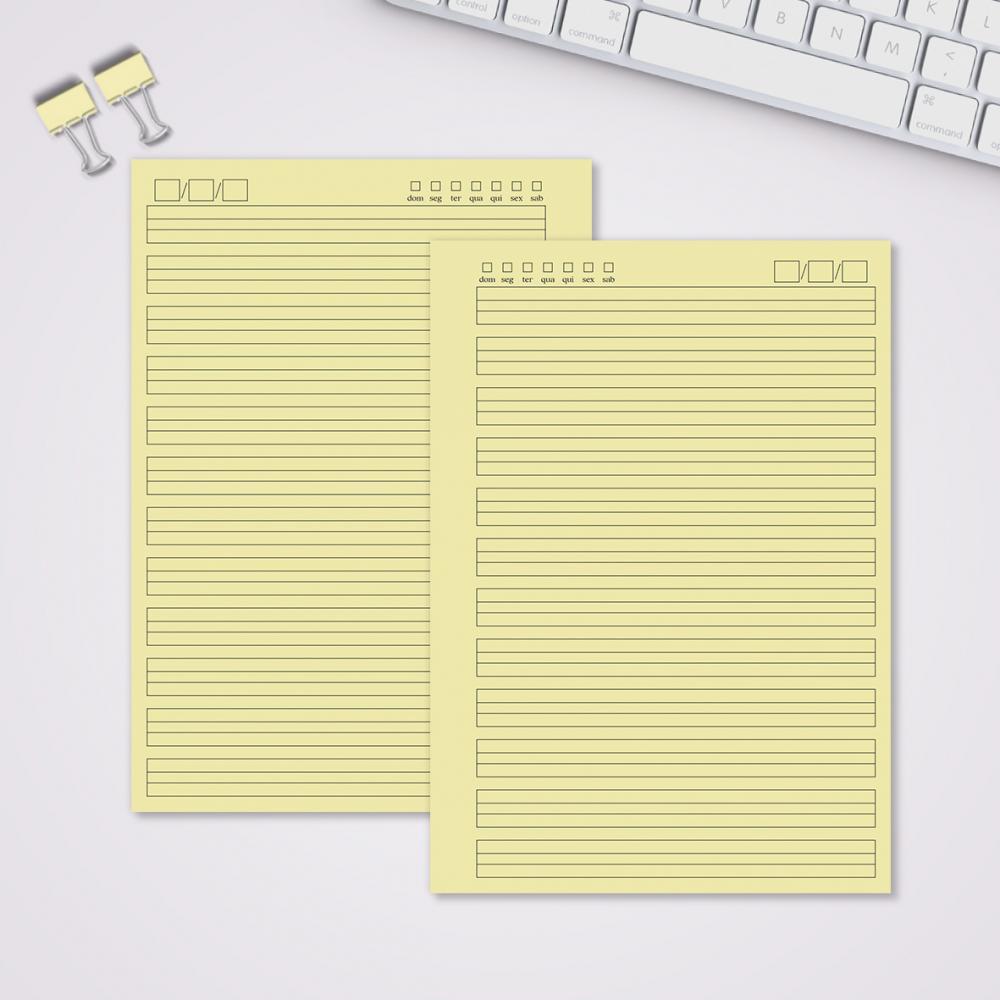 Miolo Caderno A5 Caligrafia 2 | 100 Folhas - Amarelo