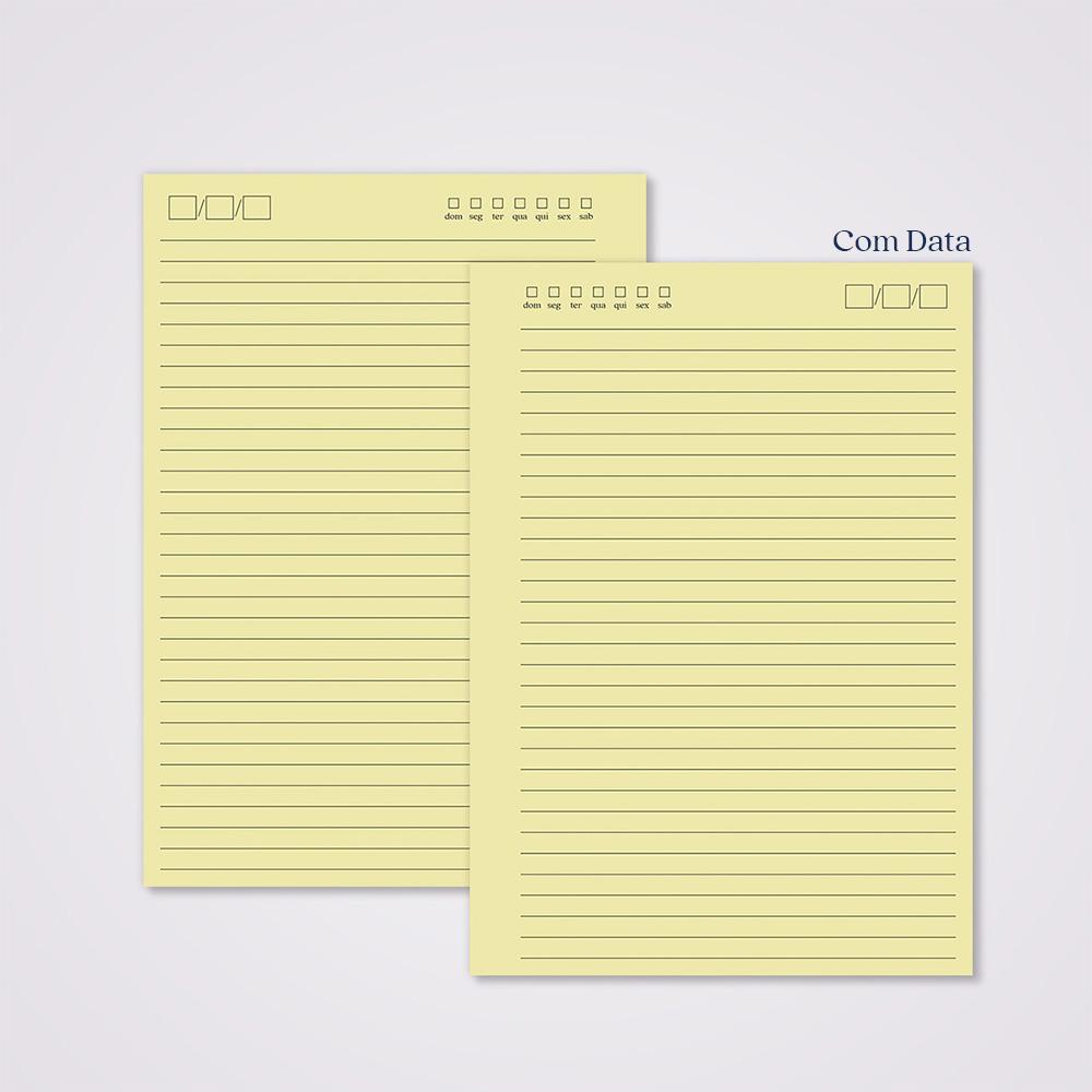 Miolo Caderno A5 Pautado | 100 Folhas - Amarelo