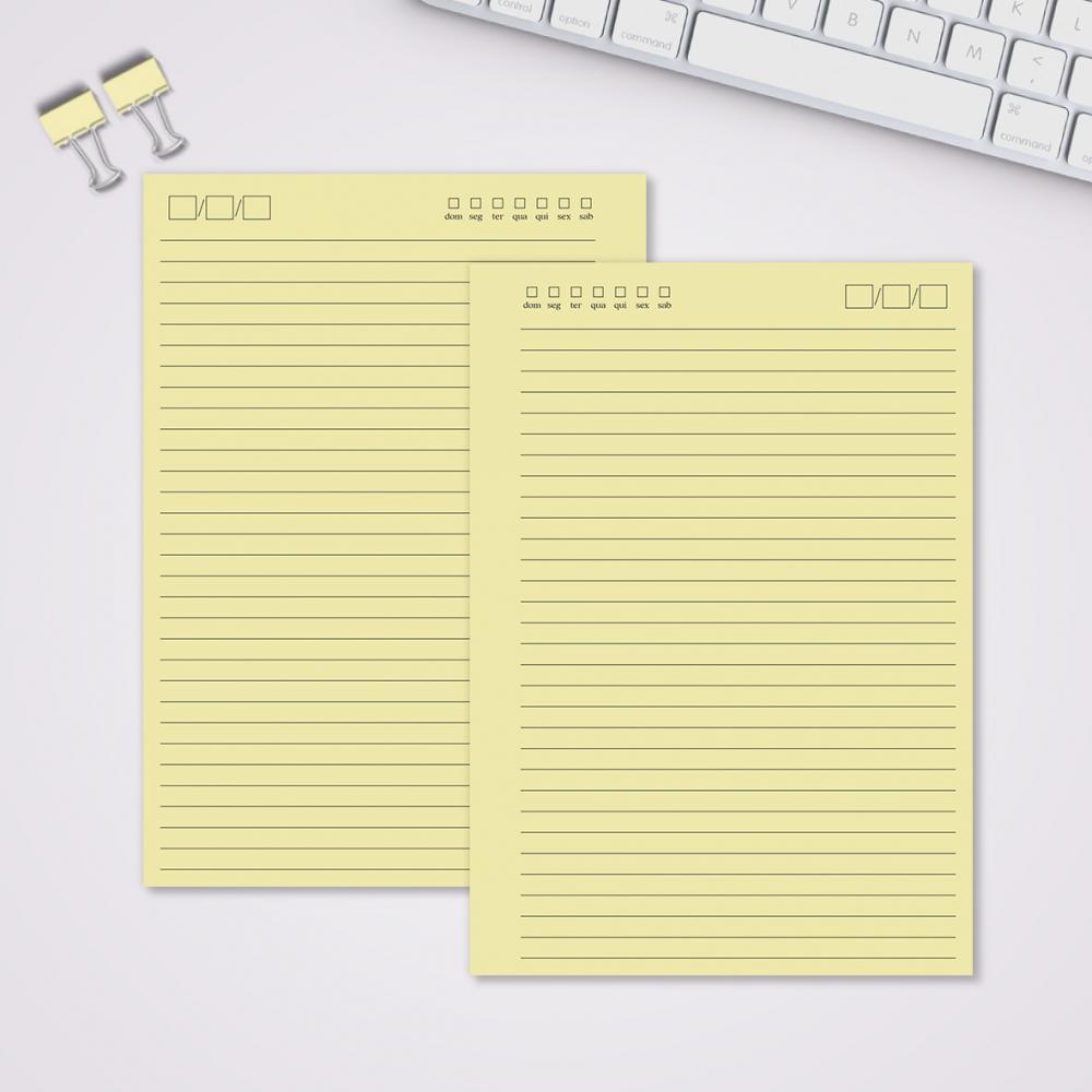 Miolo Caderno A5 Pautado | 100 Folhas - Amarelo