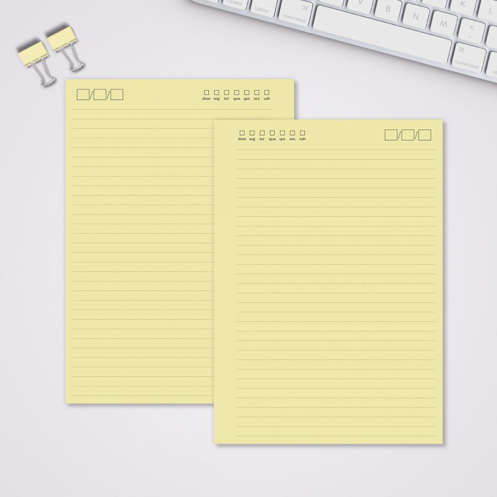 Miolo Caderno A5 Pautado Pontilhado | 100 Folhas - Amarelo