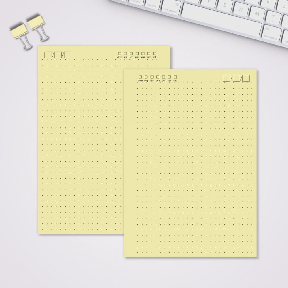 Miolo Caderno A5 Pontilhado | 100 Folhas - Amarelo