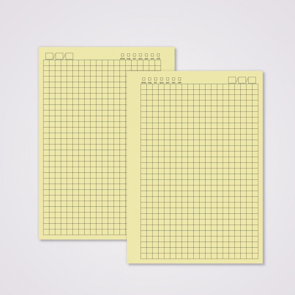 Miolo Caderno A5 Quadriculado | 100 Folhas - Amarelo