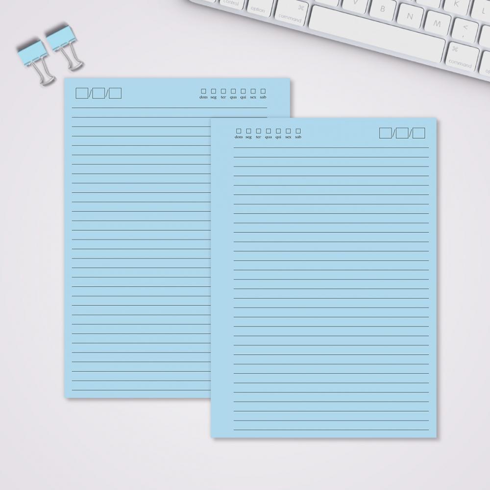 Miolo Caderno A5 Pautado | 100 Folhas - Azul