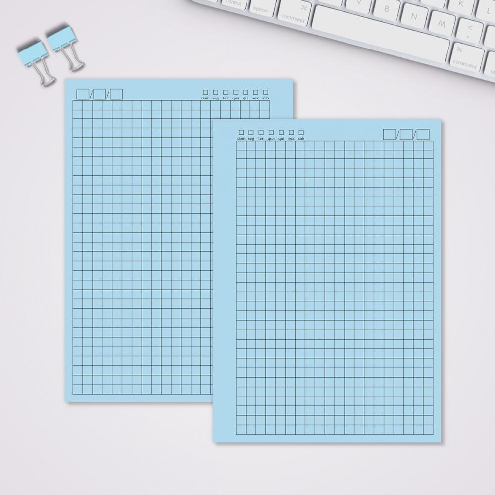 Miolo Caderno A5 Quadriculado | 100 Folhas - Azul