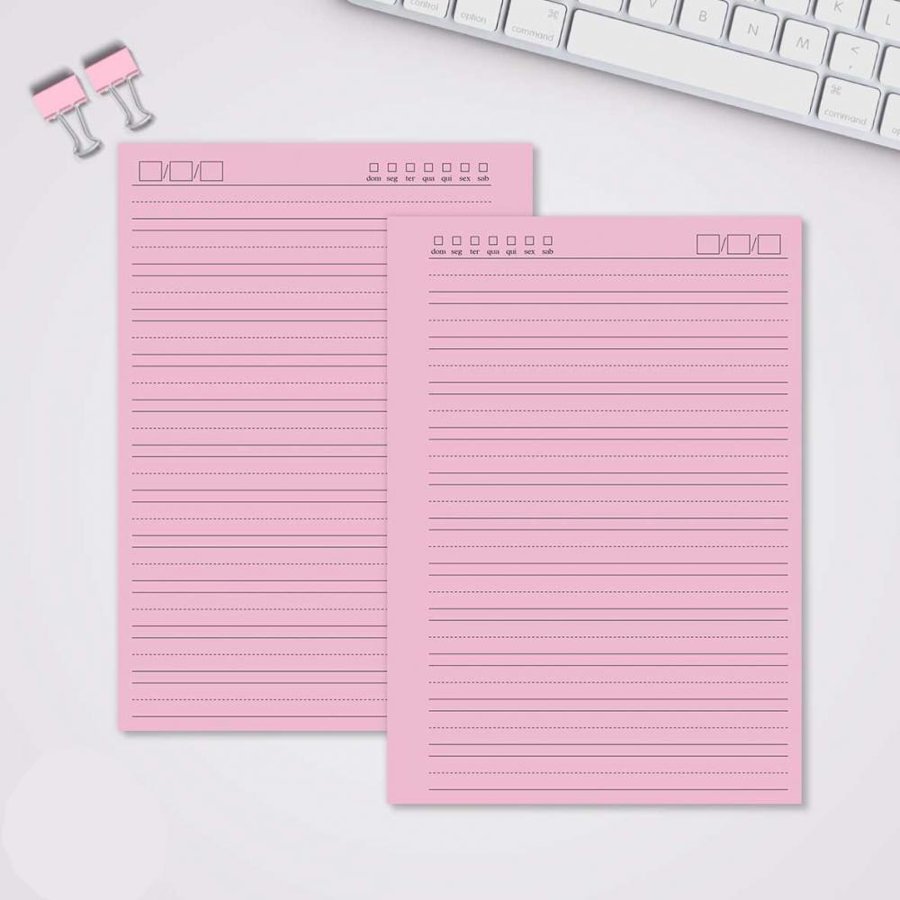 Miolo Caderno A5 Caligrafia 1 | 100 Folhas - Rosa