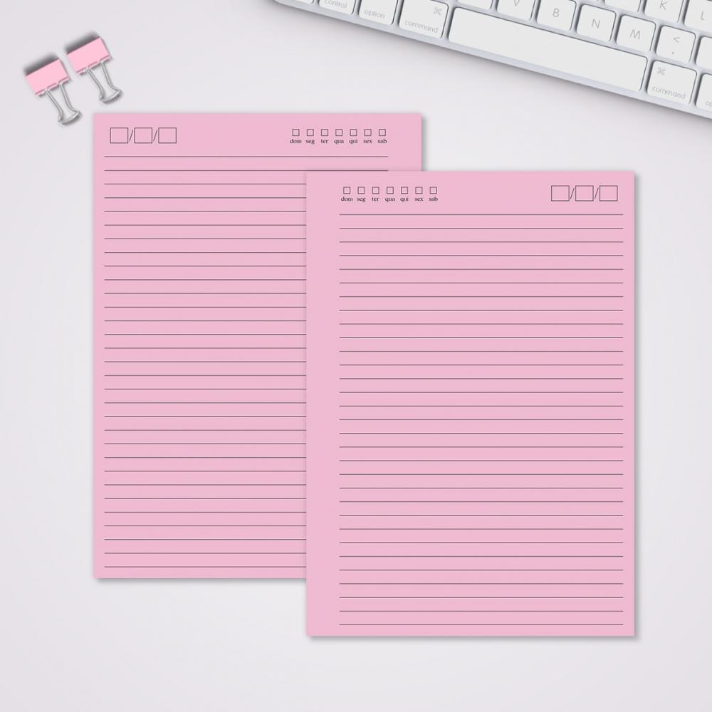 Miolo Caderno A5 Pautado | 100 Folhas - Rosa
