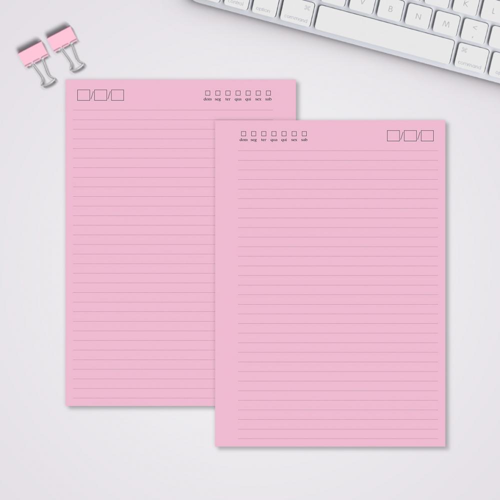 Miolo Caderno A5 Pautado Pontilhado | 100 Folhas - Rosa