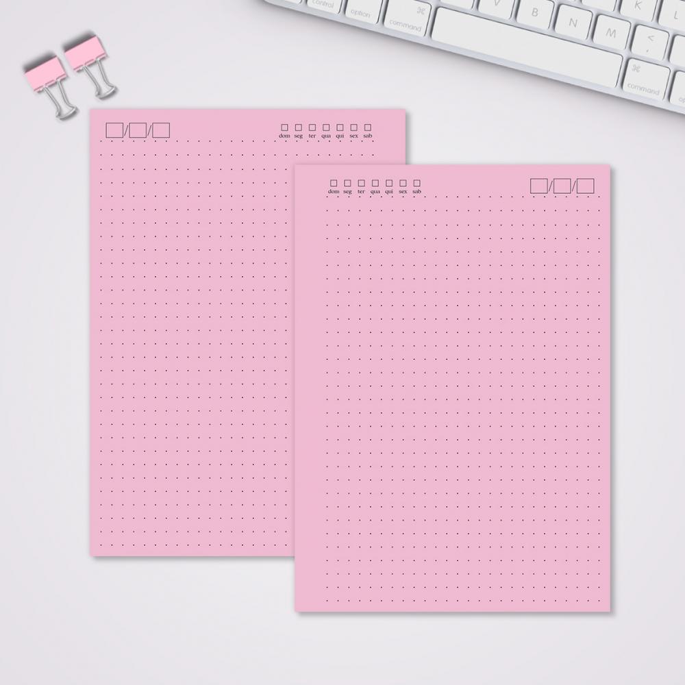 Miolo Caderno A5 Pontilhado | 100 Folhas - Rosa