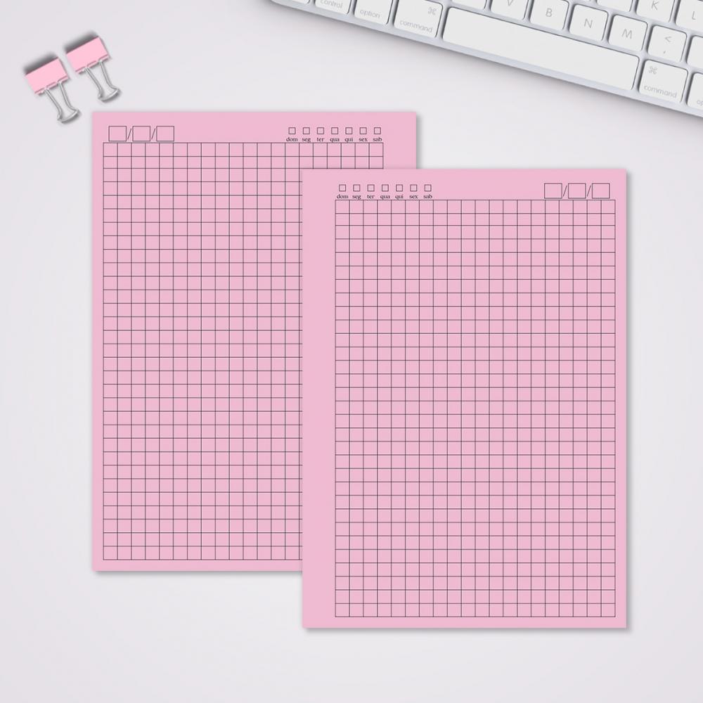 Miolo Caderno A5 Quadriculado | 100 Folhas - Rosa