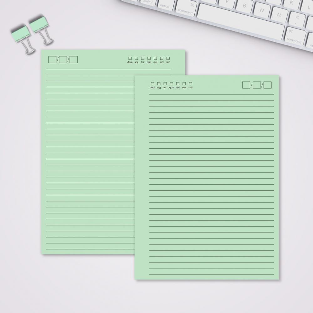 Miolo Caderno A5 Pautado | 100 Folhas - Verde