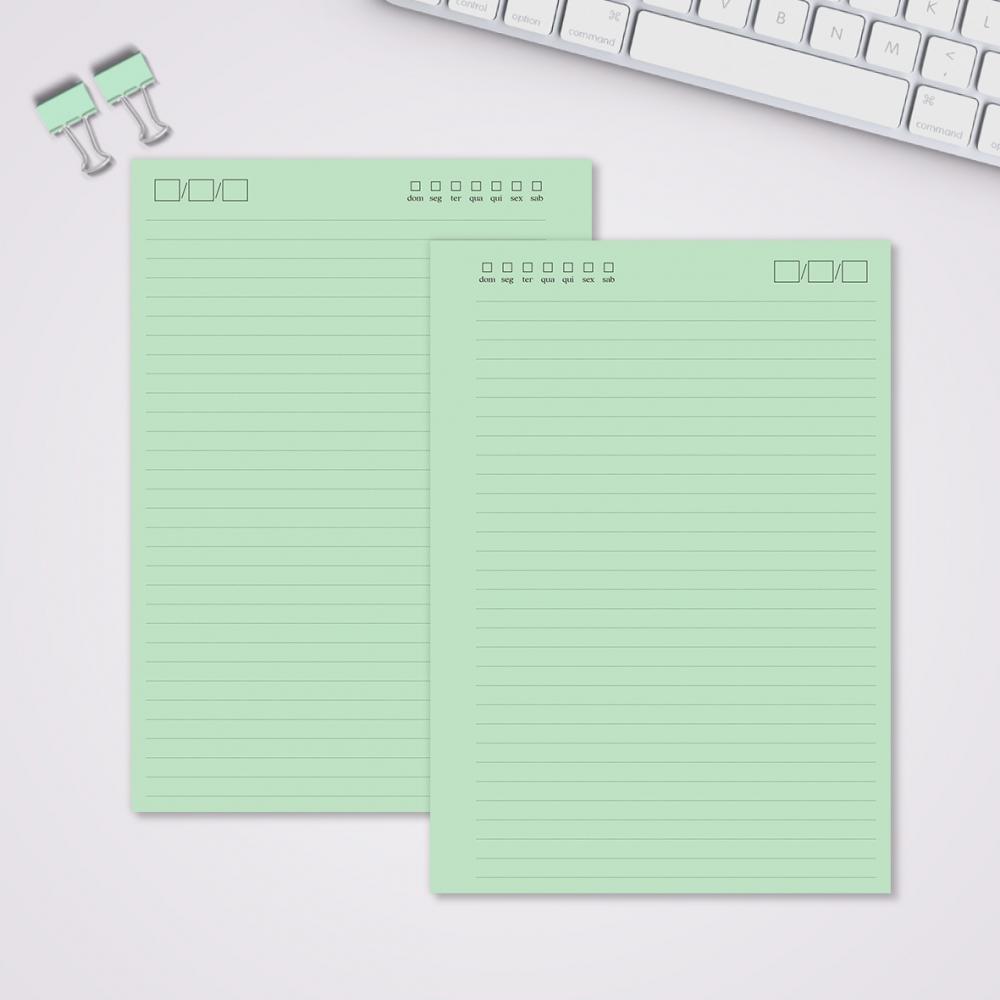 Miolo Caderno A5 Pautado Pontilhado | 100 Folhas - Verde