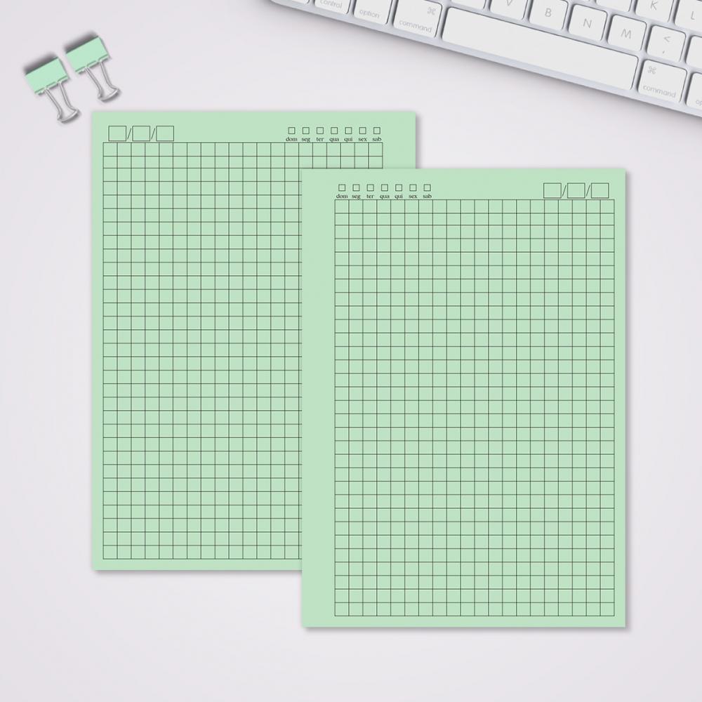 Miolo Caderno A5 Quadriculado | 100 Folhas - Verde