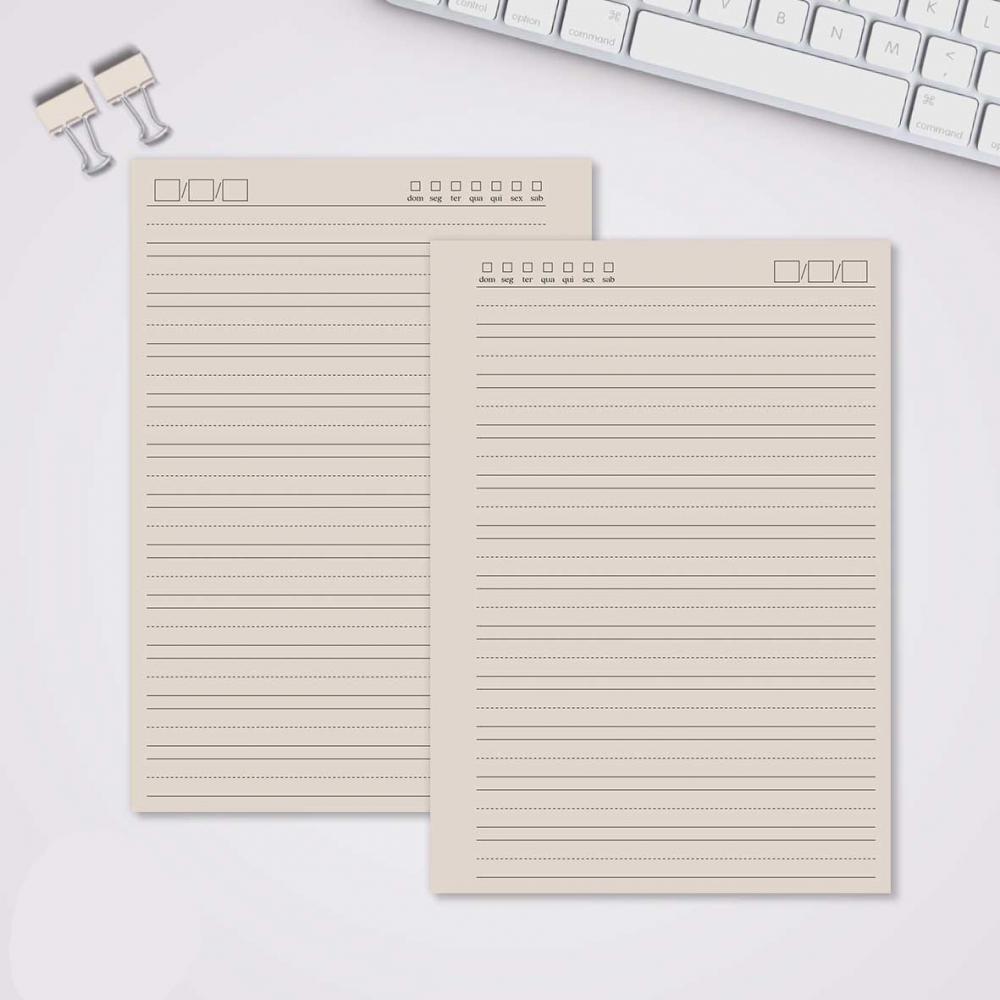 Miolo Caderno A5 Caligrafia 1 | 100 Folhas - Bege