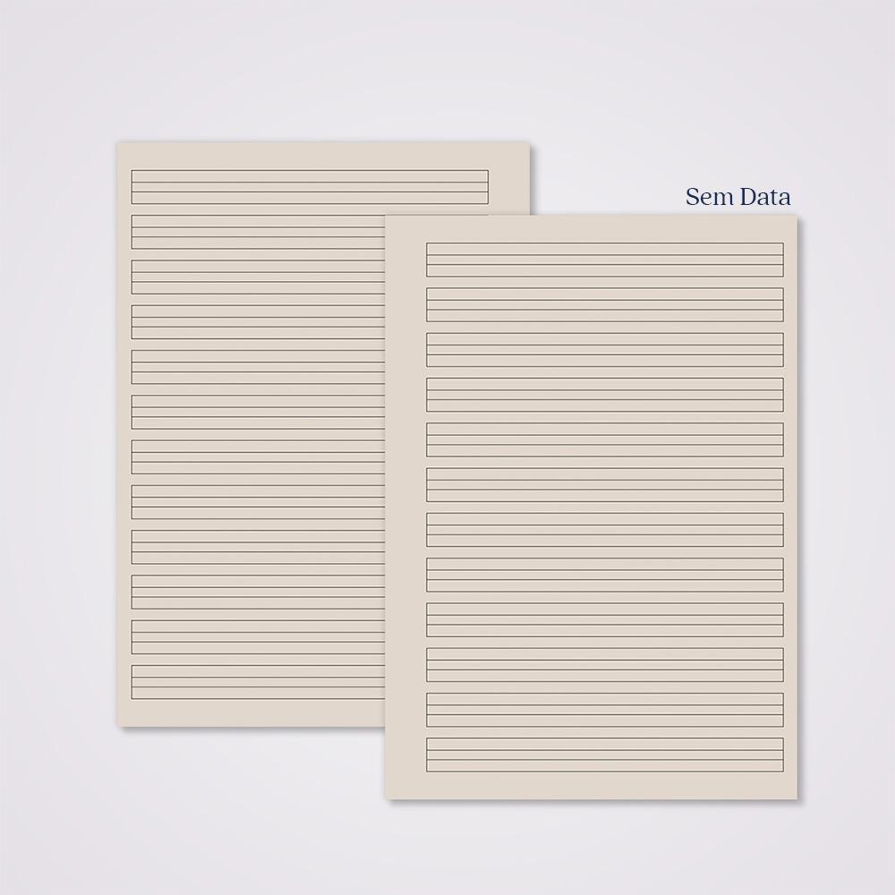 Miolo Caderno A5 Caligrafia 2 | 100 Folhas - Bege