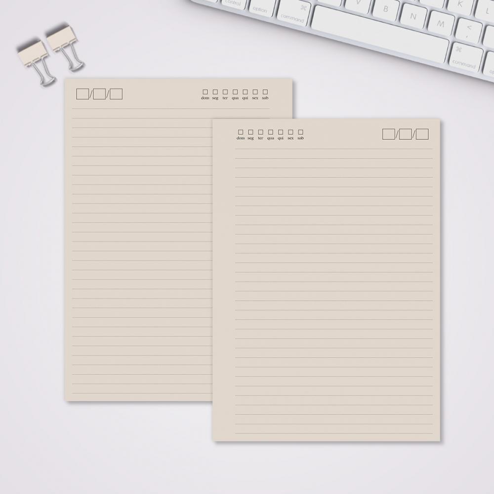 Miolo Caderno A5 Pautado Pontilhado | 100 Folhas - Bege