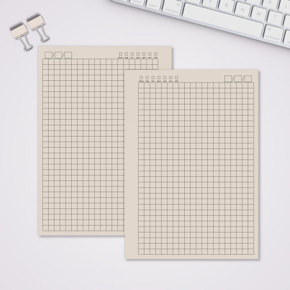 Miolo Caderno A5 Quadriculado | 100 Folhas - Bege