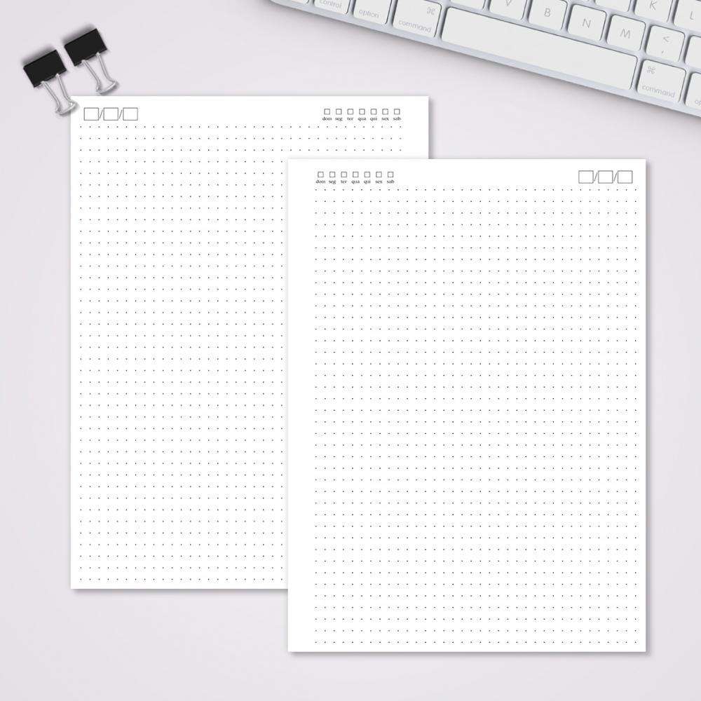 Miolo Caderno Universitário Pontilhado | 100 Folhas - Branco